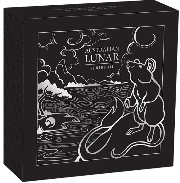 Lunar III - Maus - 2 Oz Silber Antik + Box +COA*