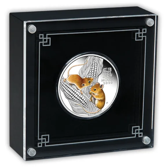 Lunar III Maus 1 Oz Silber farbig Proof 2020*