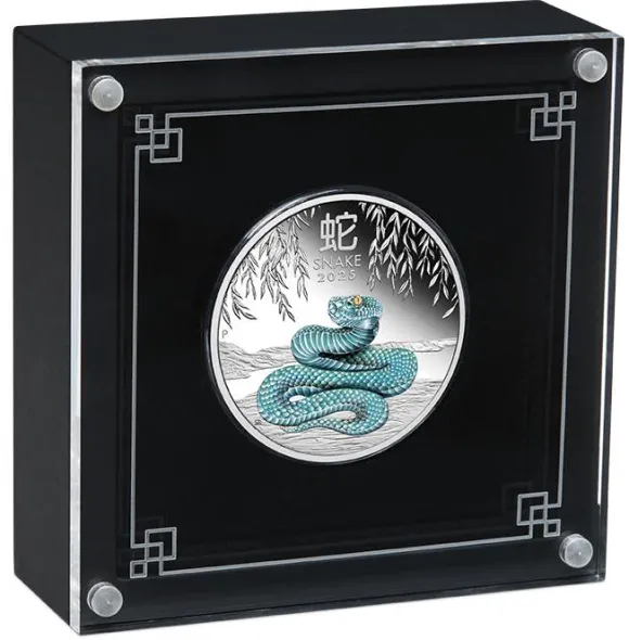 Lunar III 1 Oz Silber farbig Proof Schlange 2025*
