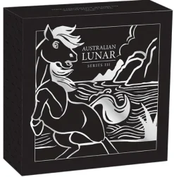Lunar III - Pferd - 2 Oz Silber Antik Finish 2026 +Box +COA
