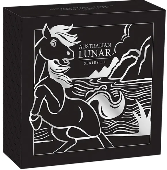 Lunar III - Pferd - 2 Oz Silber Antik Finish 2026 +Box +COA