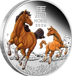 Lunar III Pferd 1 Oz Silber Proof farbig 2026 +Box +COA