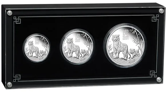 Lunar III - Tiger - 3 Coin Set Silber Proof + Box + COA*