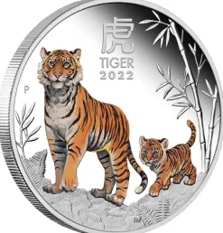 Lunar III - Tiger - 1 Oz Silber Proof coloriert +Box +COA *