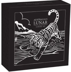 Lunar III - Tiger - 1 Oz Silber Proof coloriert +Box +COA *