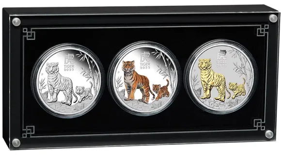 Lunar III - Tiger - Trio Set 2022 +Box +COA *