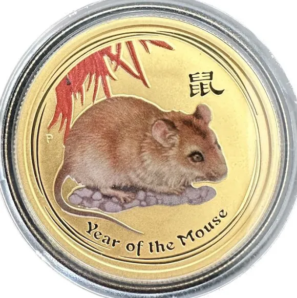 Lunar II Maus 1/2 Oz Gold farbig 2008