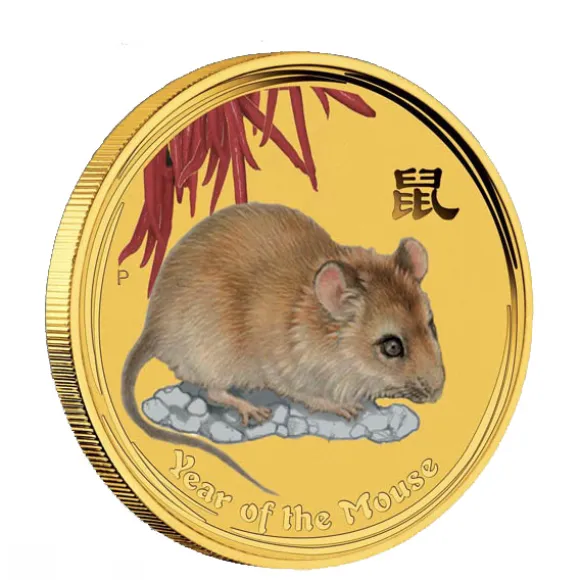 Lunar II Maus 1/2 Oz Gold farbig 2008