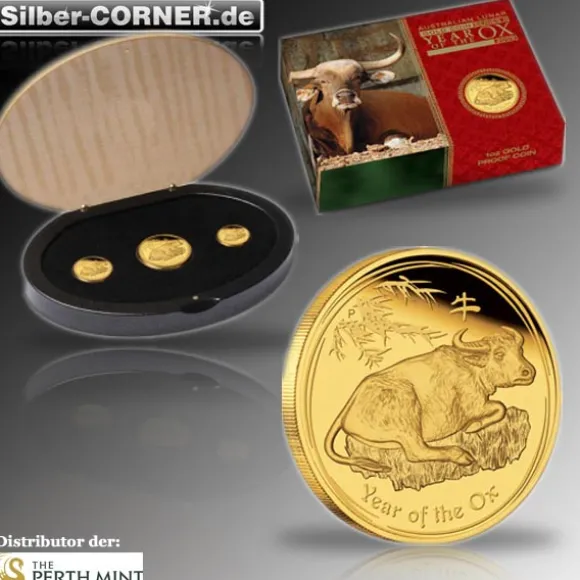 Lunar II Ochse 3-Coin-Set Gold Proof 2009