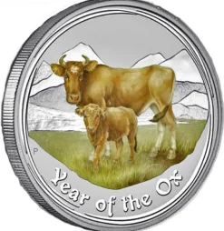 Lunar II - Ochse - 5 Oz Silber farbig 2009*