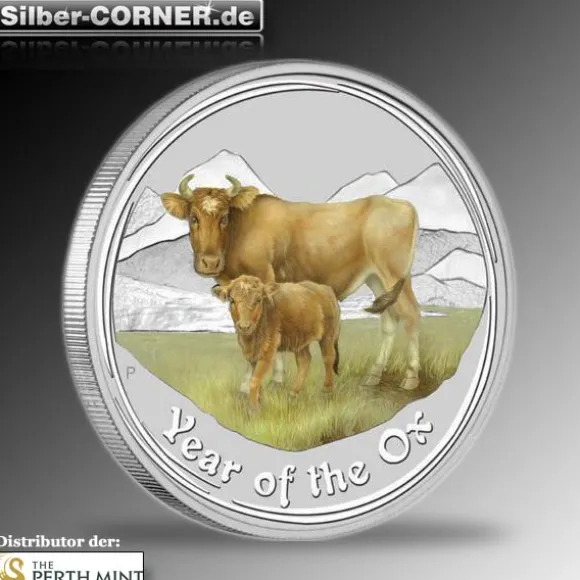 Lunar II - Ochse - 2 Oz Silber farbig 2009*