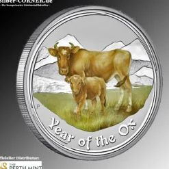 Lunar II - Ochse - 1/2 Oz Sliber farbig 2009 *
