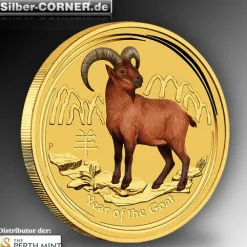 Lunar II 1/10 Oz Gold farbig Ziege