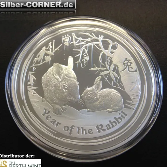 Lunar II 2 Oz Proof Silber Hase 2011 + CoA*