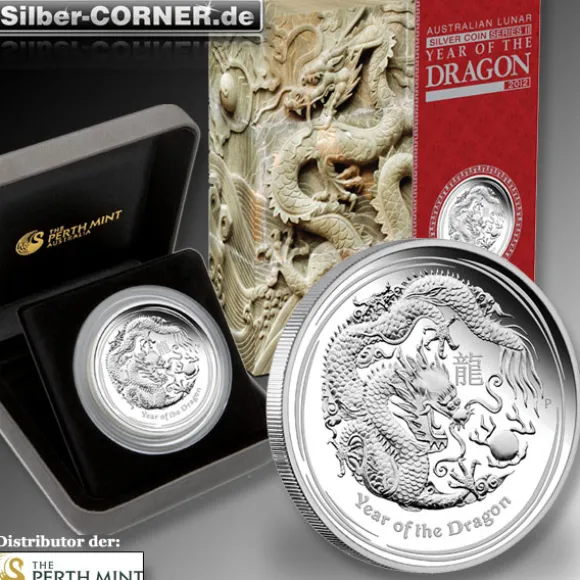 Lunar II 5 Oz Silber Proof Drache 2012 +Box +COA*
