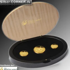 Lunar II Pferd 3 Coin Set Gold Proof + Box + CoA 2014