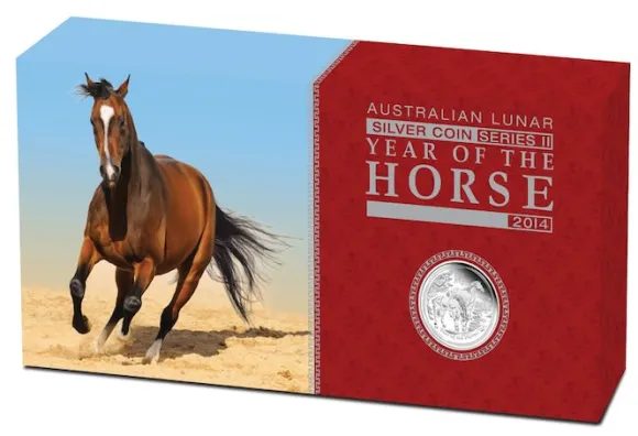 Lunar II - Pferd -3-Coin Set Proof Silber 2014 +Box +COA *