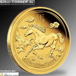 Lunar II Pferd 1/4 Oz Gold Proof + Box + CoA 2014