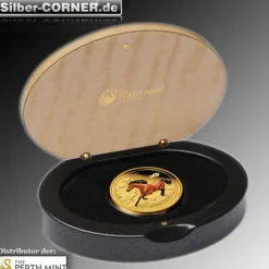 Lunar II - Pferd - 1/4 Oz Gold Proof farbig + Box + COA