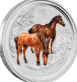 Lunar II Pferd 5 Oz Silber farbig 2014*