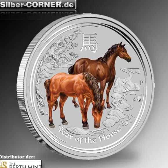 Lunar II Pferd 5 Oz Silber farbig 2014*