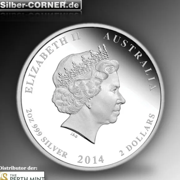 Lunar II Pferd 2 Oz Silber Proof farbig ANDA Special 2014*