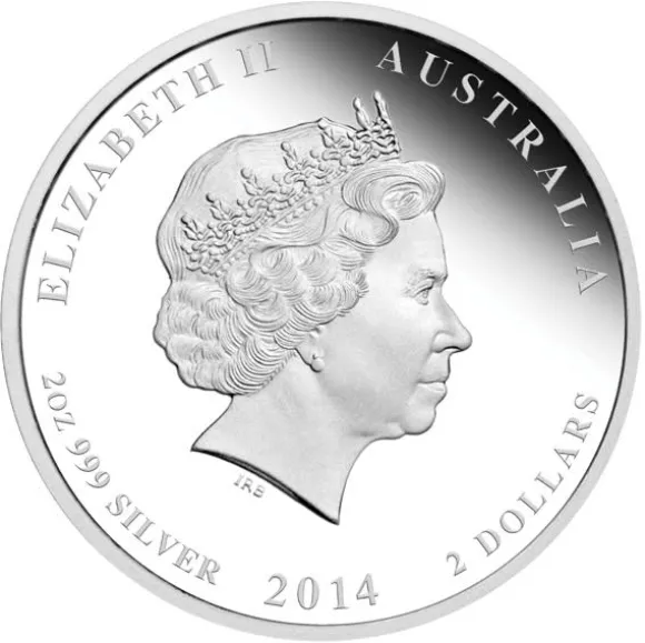 Lunar II Pferd 2 Oz Silber Proof farbig ANDA Special 2014*