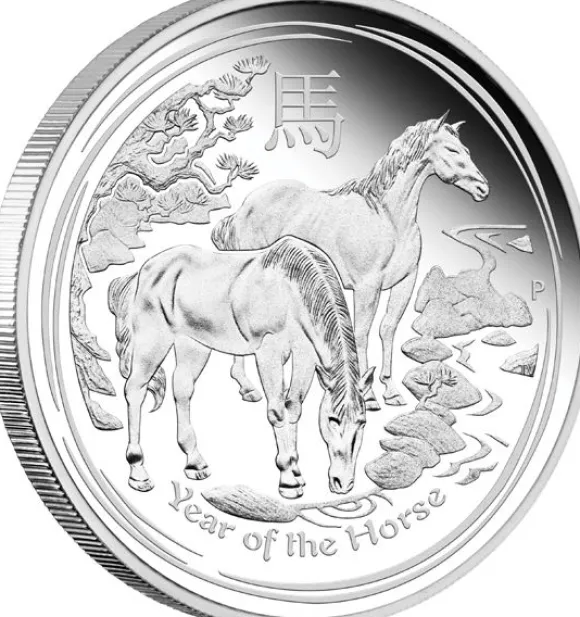 Lunar II Pferd Typeset Silber 2014 + Box + CoA*