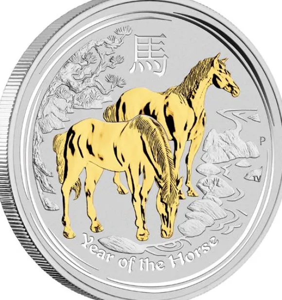 Lunar II Pferd Typeset Silber 2014 + Box + CoA*