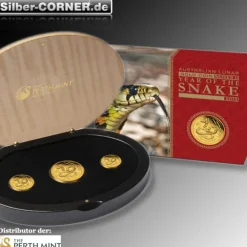 Lunar II Schlange 3-Coin-Set Proof Gold Proof + Box + COA