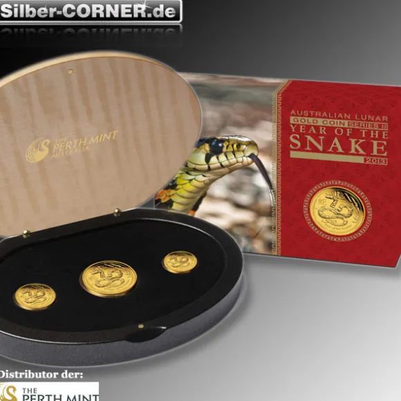 Lunar II Schlange 3-Coin-Set Proof Gold Proof + Box + COA