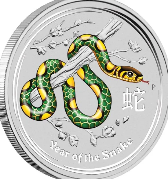 Lunar II - Schlange - 1 Oz Silber farbig 2013*