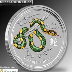 Lunar II - Schlange - 1 Oz Silber farbig 2013*