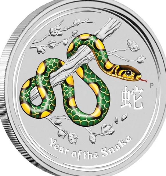 Lunar II Schlange 2 Oz Silber farbig 2013*