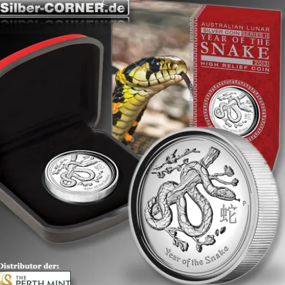 Lunar II Schlange 1 Oz Silber High Relief + Box + CoA*