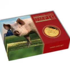 Lunar II - Schwein - 3 Coin Set Gold Proof +Box +COA