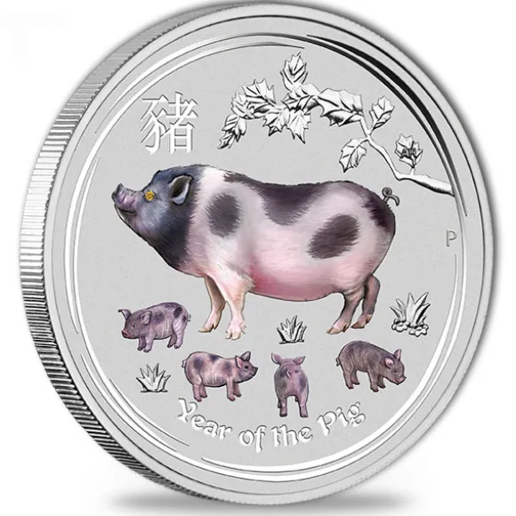 Lunar II - Schwein - 1 KG Silber Gemstone +Box +COA*