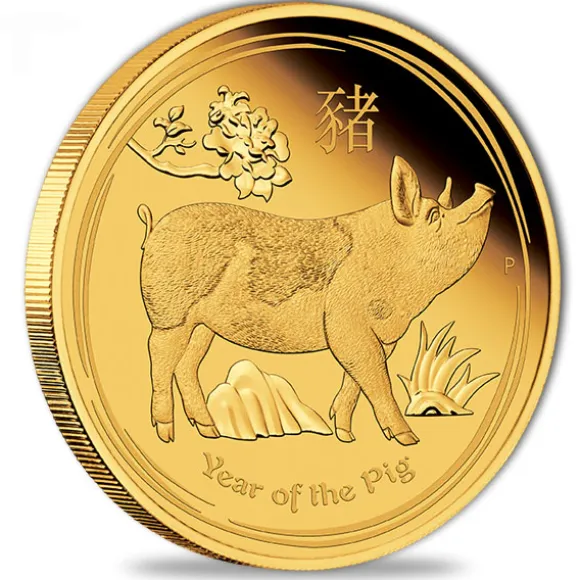 Lunar II - Schwein - 1/10 Oz Gold Proof + Box + COA