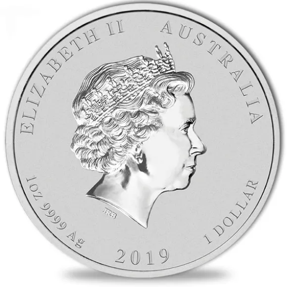 Lunar II - Schwein - 1 Oz Silber farbig 2019*