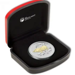 Lunar II - Schwein - 1 Oz Silber gilded 2019 +Box +COA*