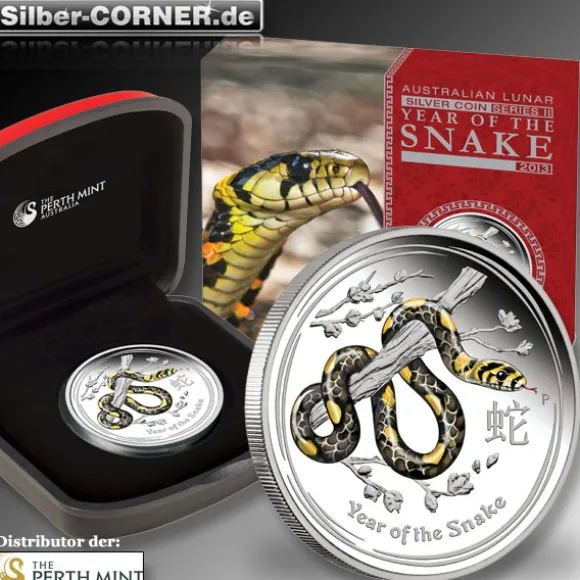Lunar II Silber 1/2 Oz Proof farbig Schlange 2013*