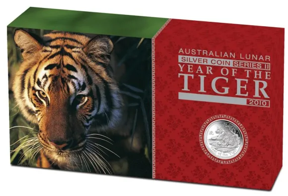Lunar II - Tiger - 3 Coin Set Silber Proof 2010 +Box +COA *