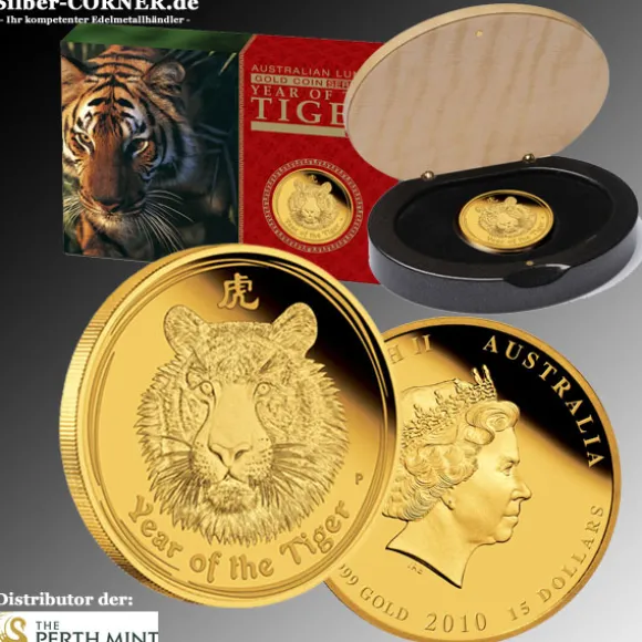 Lunar II Tiger 2010 1/10 Oz Gold Proof + Box +COA