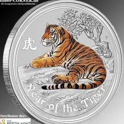 Lunar II - Tiger - 1/2oz Silber farbig 2010*