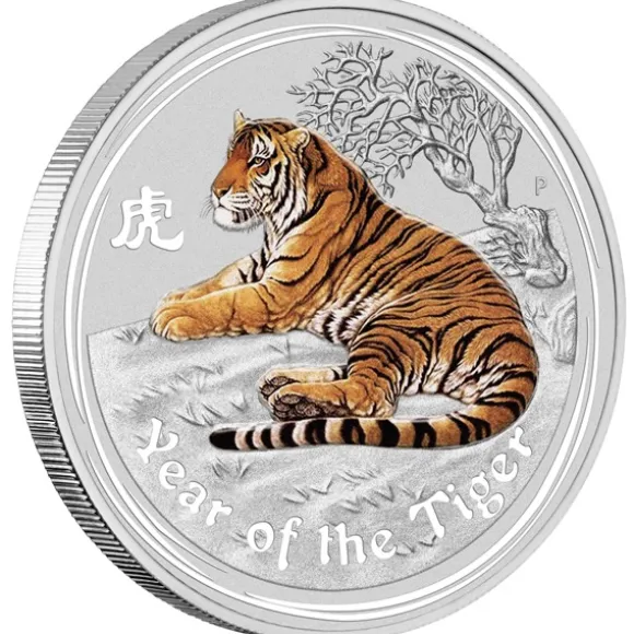 Lunar II - Tiger - 1/2oz Silber farbig 2010*