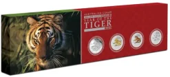 Lunar II Tiger Typeset 4 x 1 Unze Silber 2010*