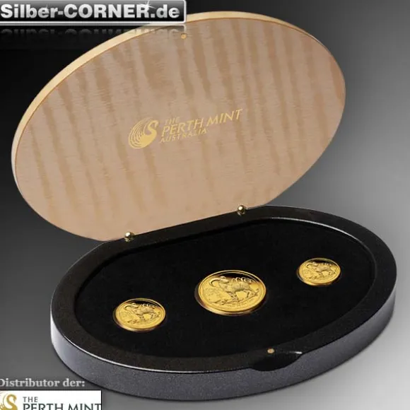 Lunar II Ziege Gold 3 Coin Set Proof + Box + CoA 2015