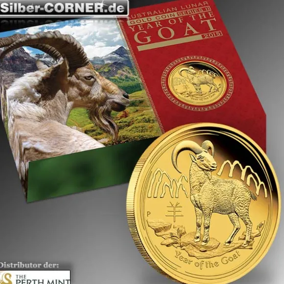 Lunar II Ziege Gold 3 Coin Set Proof + Box + CoA 2015
