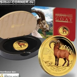 Lunar II Ziege 1 Oz farbig Gold Proof + Box + CoA