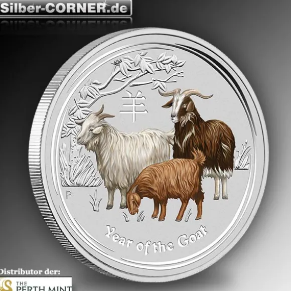 Lunar II Ziege 5 Oz Silber farbig 2015*